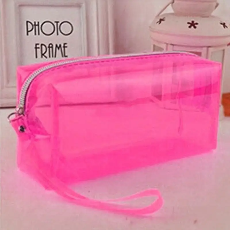 pink Прозрачный Водонепроницаемый косметичка на молнии, косметичка, сумка для макияжа, дорожная сумка-Органайзер, сумочка, косметичка большая Ёмкость Карандаш Чехол школьные принадлежности - Цвет: pink