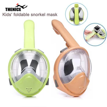 

Free ship!Foldable snorkel tube Full Face Free breathing snorkeling mask with removable camera mount holder XS size for kids4-18