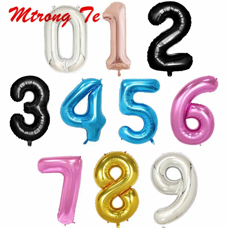 30 40 дюймов Большая фольга, воздушные гелиевые шары на день рождения, надувные цифры, украшение на день рождения, золотые черные фигурки, воздушный шар