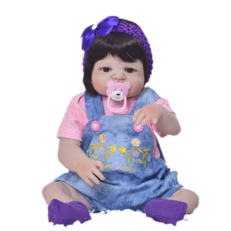 

23 inch 57cm Baby Girl Reborn Dolls Full Silicone Vinyl Babies Doll Kids Bath Toy Bebe Reborn Doll Playmates Gift for Children