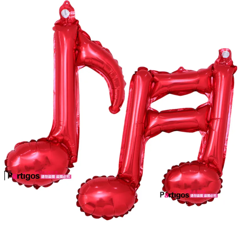10 шт цветные музыкальные шары с двойными нотами, вечерние шары средней школы, Феста, музыкальные ноты на день рождения, фольгированные воздушные шары, неоновые вечерние принадлежности для мероприятий - Цвет: Red