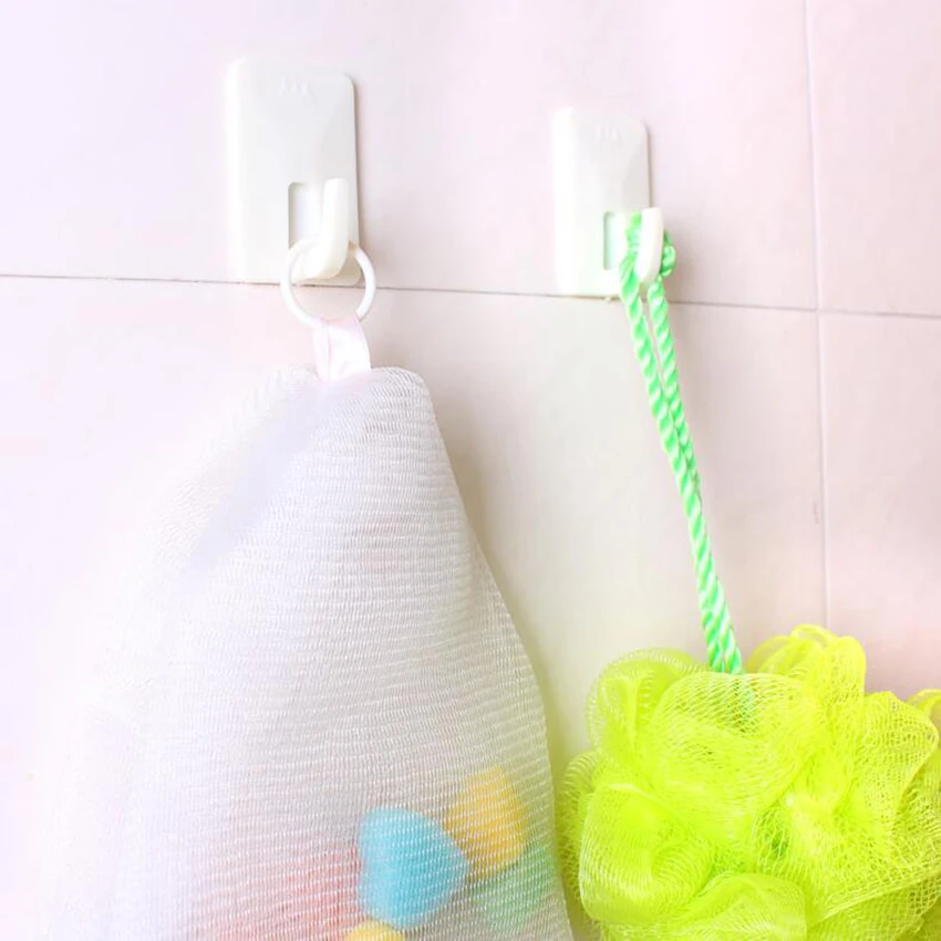 3-Piece Plastic Hooks Set for Bathroom, Large White Door Hooks for Family Wall Hanging, Suitable for Hats, Bags, Keys - Strong Adhesive Coat Hooks for Walls image 4