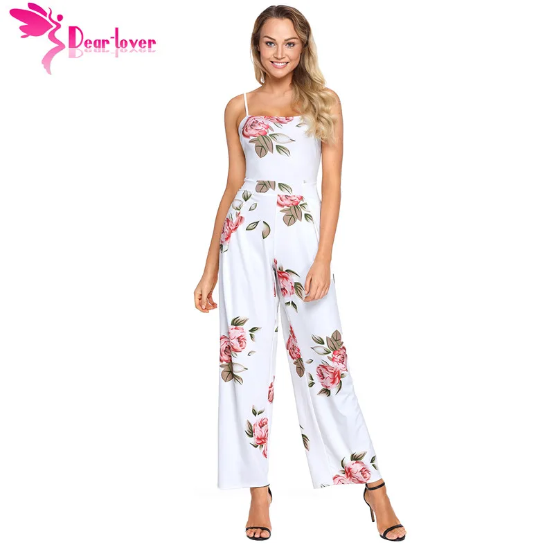 Beateen Sexy strap floral print women jumpsuit Loose