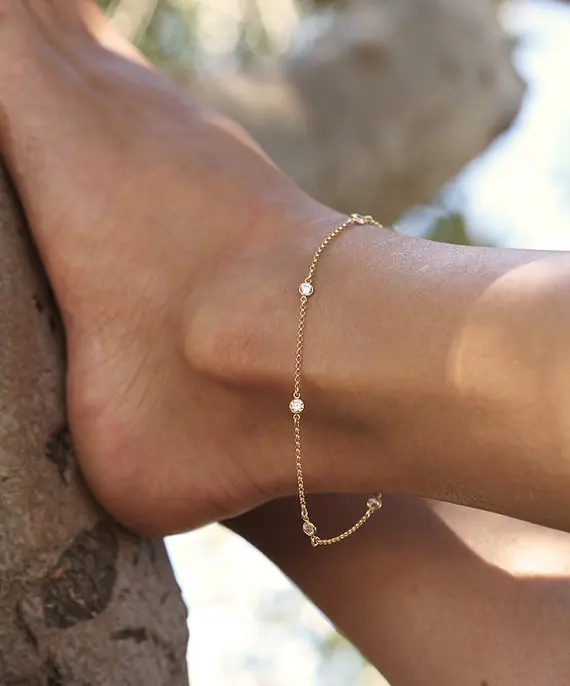 925 Silver Stamped Beach Anklet bead Leg Bracelet Bridesmaid Gift Jewellery Box