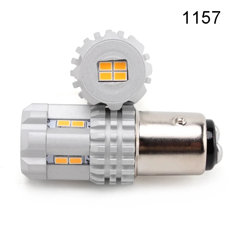 2pcs P215W 1157BAY15D LED 3157 7443 Led Switchback Bulbs Brake Turn Signal Light AmberWhite Dual Color LED Turn Signal (2)