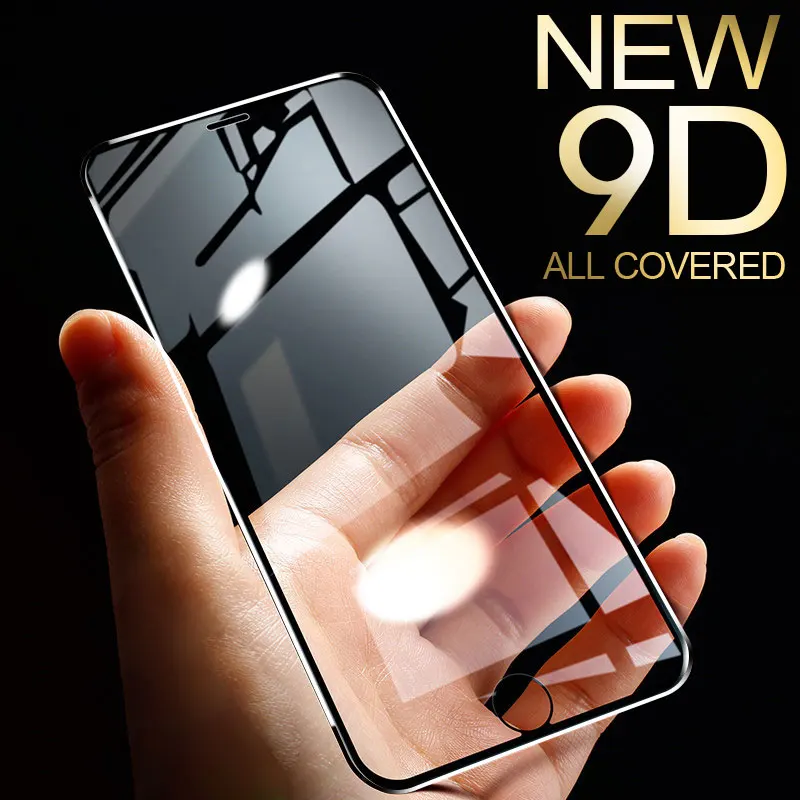 Защитное стекло 9D для iPhone 12 mini 11 Pro X XS MAX XR 6 6S 7 8 Plus из алюминиевого сплава |