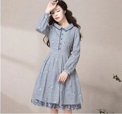 Женское платье в полоску с отложным воротником и рукавами фонариками|dress women|dresses