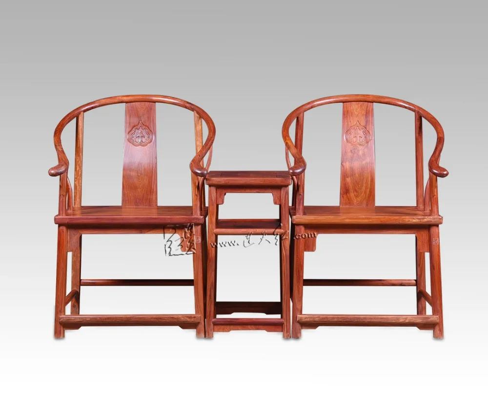 Tribunal chinês Mobiliário Clássico Define DOIS RuYi Nuvem Grão Poltrona e UM Pequeno Conjunto de Mesa de Chá Burma Jacarandá Sala de estar mesa