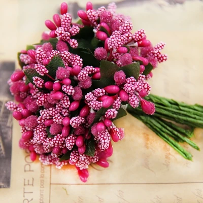 12 шт Многоцветный Пип ягодный цветок для свадьбы сделай сам цветы ручной работы искусственный цветочный пестик тычинка свадебные принадлежности цветок - Цвет: Rose Red