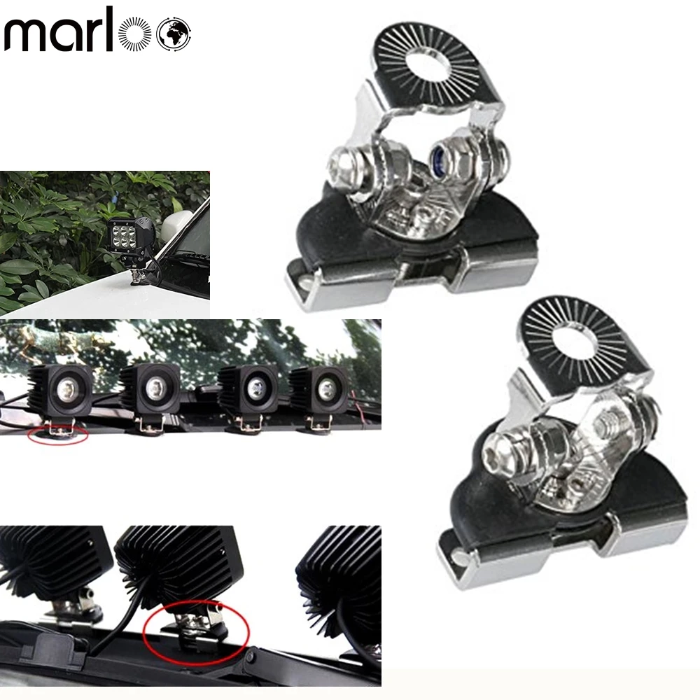 

Marloo 2pcs Universal Car 4X4 4WD A Pillar Hood LED Work Light Bar Mount Bracket Clamp Holder Steel Offroad Holder