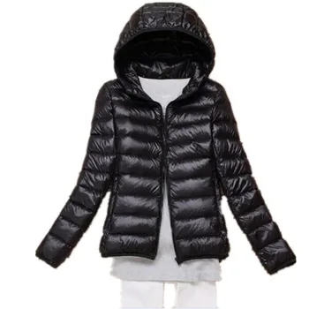 

2018 New Autumn Winter Women Down Jacket Ultra Light Snow Coat Hooded 90% White Duck Down Jackets Thin Feather Jacket Plus size