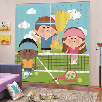 

3D Digital Print Tennis Modern Elegant Curtains Window Drapes for Living Room Bedroom Quality Curtain Draps Home Decor AP15