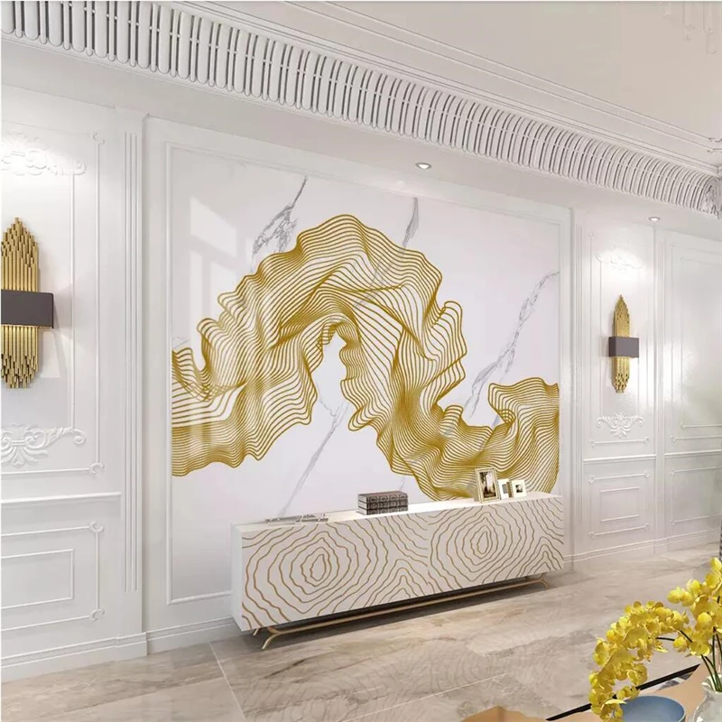 beibehang Custom wallpaper mural marble gold lines abstract jazz white stone background wall papers home decor papel de parede
