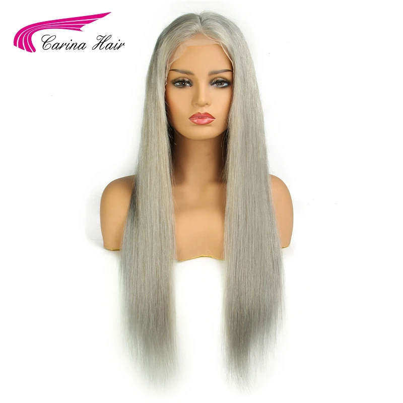  Carina Light Grey Color Lace Front Human Hair Wig with Baby Hair Pre-Plucked Hairline Remy Brazilia