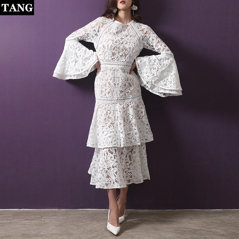 Women Summer Long Maxi Dress 2019 Vintage Sexy Party Night Elegant Embroidery Ruffled White Dress (8)
