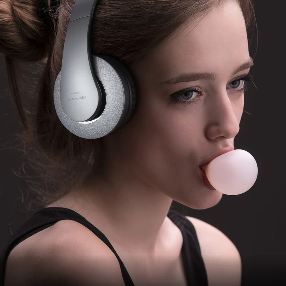 ALWUP Беспроводной наушники Bluetooth гарнитура музыке стерео наушники для сотового телефона ПК игр с микрофоном MP3 плеер FM
