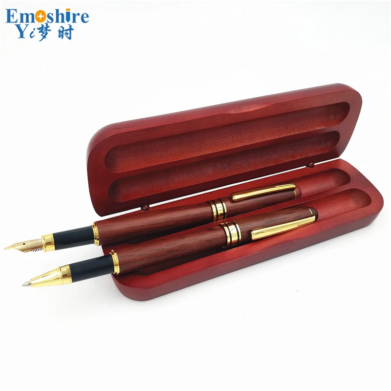 Emoshire Mahogany pen set mahogany signature pen two wooden pen box custom to send colleagues (7)