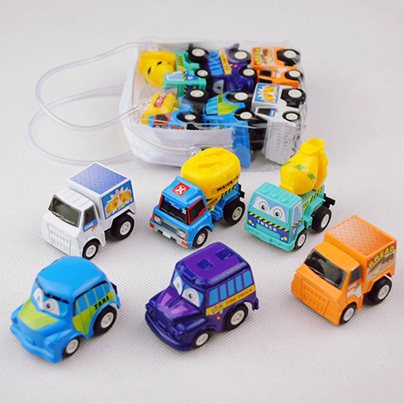 6pcs/set Mini Plastic Car Model Diecast Vehicle for Children Educational Toys Car Cute Christmas