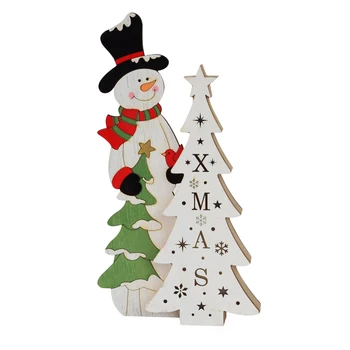 

Christmas Decorative Wooden Mini Christmas Desktop Decoration Ornaments Kids Gift Home Party Kindergarten Decor (Snowman)