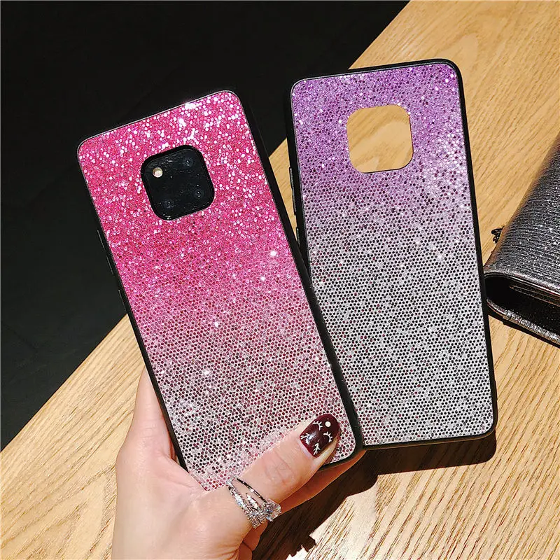 

Case for Huawei Mate 20 Pro Silicone Case Gradient Bling Glitter Crystal Sequins Soft Back Cover for Huawei Mate 20 Lite Fundas