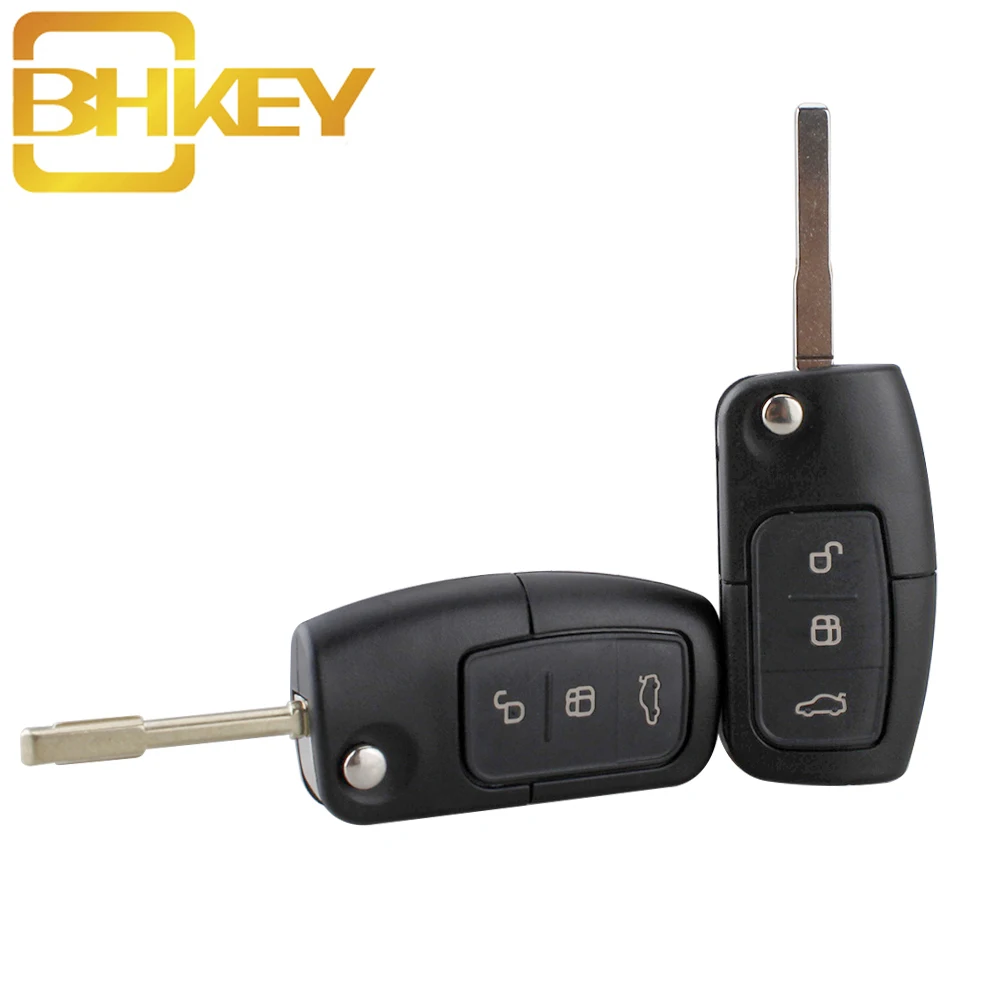

BHKEY 3Buttons Folding Uncut Car Blank Key Shell Remote Fob Cover Styling Case for Ford Focus Fiesta 2013 Fob Case