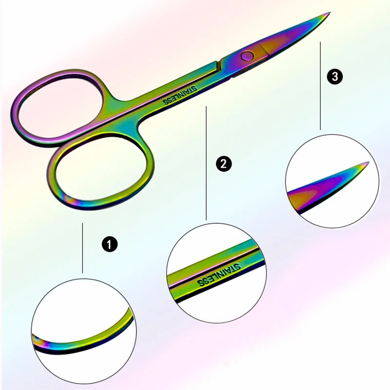 Горячие нержавеющей стали красочные Острые кончики бровей Макияж Ножницы лица волос Пинцет бровей ножницы красота инструмент wyt77