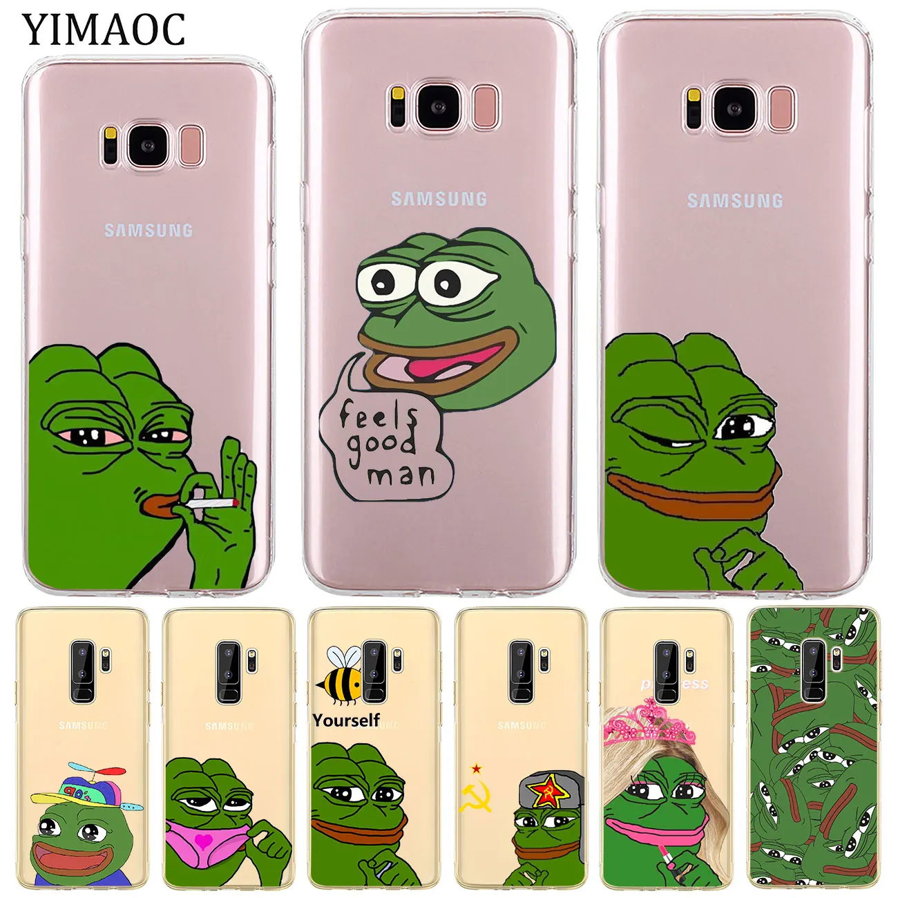 

YIMAOC Pepe Funny Frog Soft Silicone TPU Phone Shll Case for Samsung Galaxy S10e S10 S9 S8 Note 10 Plus S7 Edge Back Cover