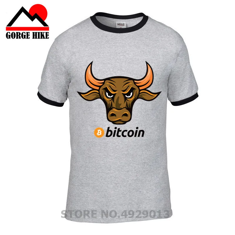 Golden Bull animal print Bitcoin T Shirts Men Crypto Coin Cryptocurrency Binary Bitcoin T-shirt hombres camisetas bit coin Tee