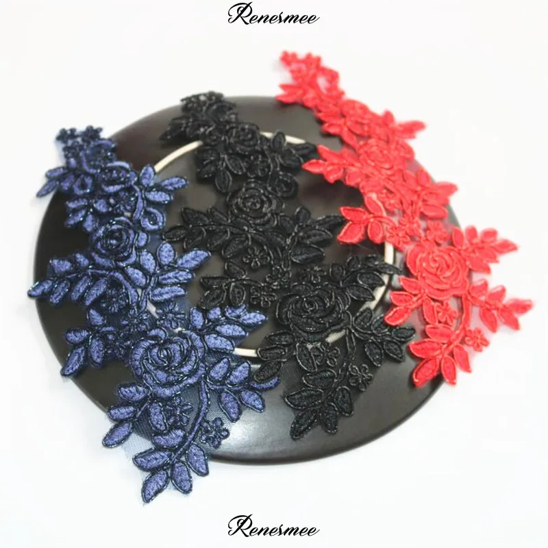

20Pcs Red Navy Black Flower Venise Flower Lace Applique Trim Wedding Dress Sewing Lace Patch 23X10cm SX375
