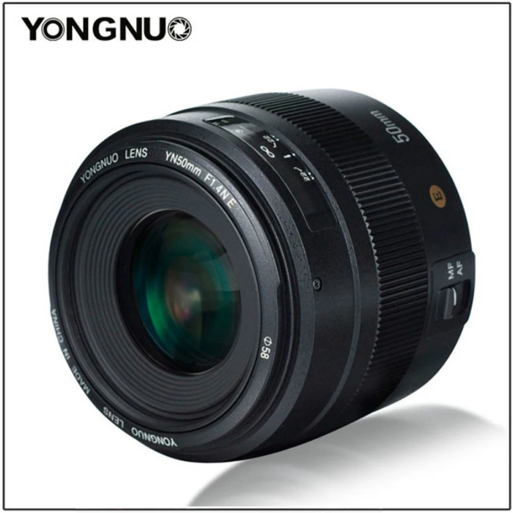 Светодиодная лампа для видеосъемки YONGNUO YN50MM F1.4N F1.4 E Стандартный объектив с фиксированным фокусным расстоянием AF/MF объектив для Nikon D7500 D7200 D7100 D7000 D5600 D5500 D5300 D5200 D5100 Камера