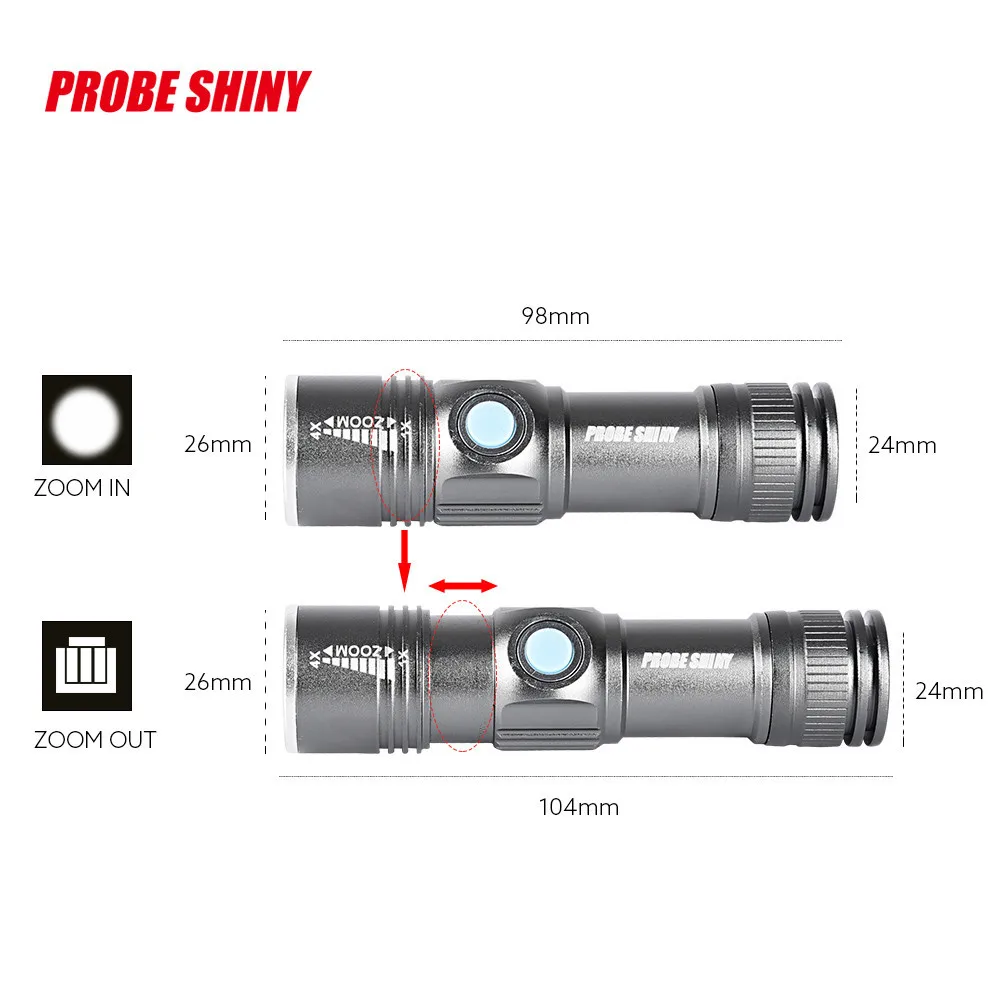 Регулируемый светодиодный фонарь с зумом 3000лм мини USB Перезаряжаемый фонарь портативные аксессуары винтажный черный Передний фонарь#3O16