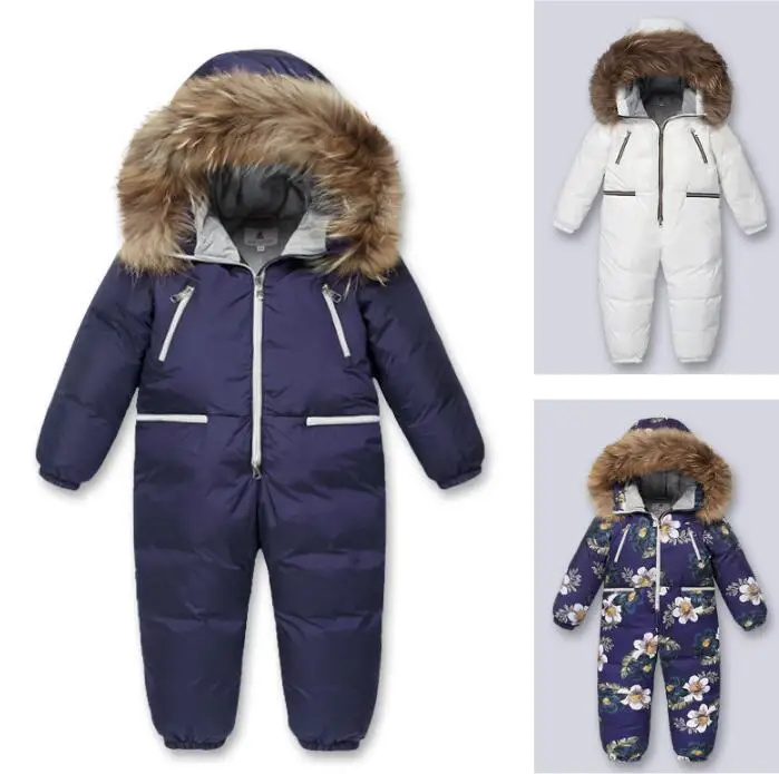 Comprar 2019 Rusia ropa para niñas, ropa de invierno de plumas espesar ropa para bebés niños recién nacidos abajo trajes de nieve infantil general