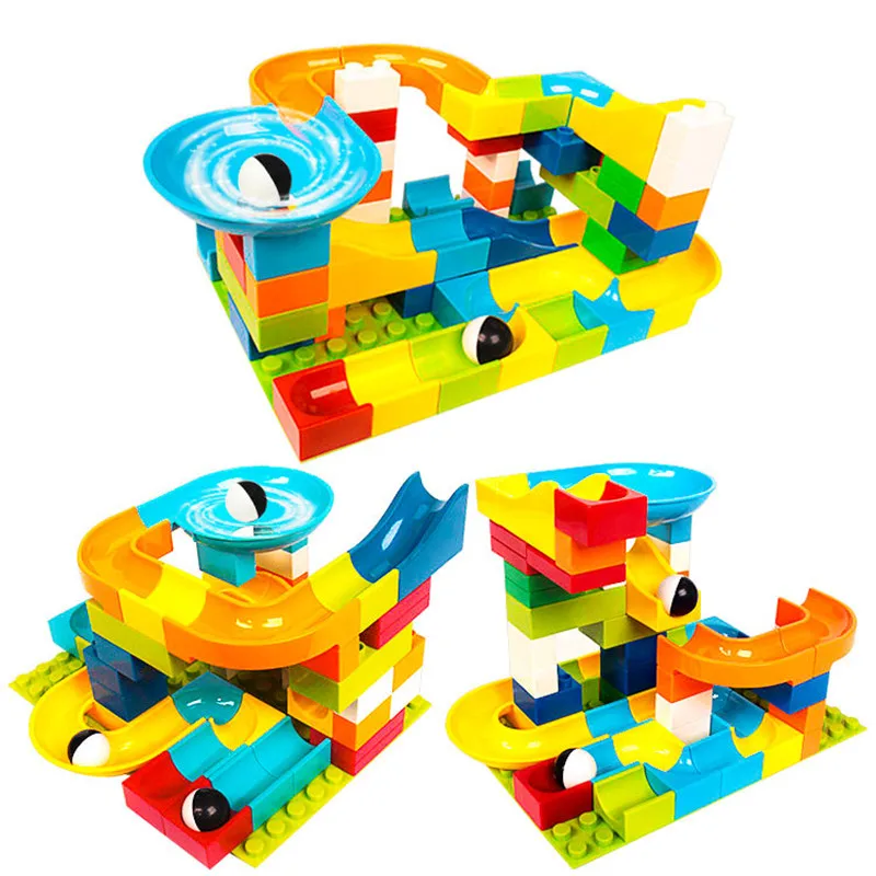 

56pcs Duploe Maze Balls Track Big Building Blocks Compatible Educational Construction Bricks Toys For Children