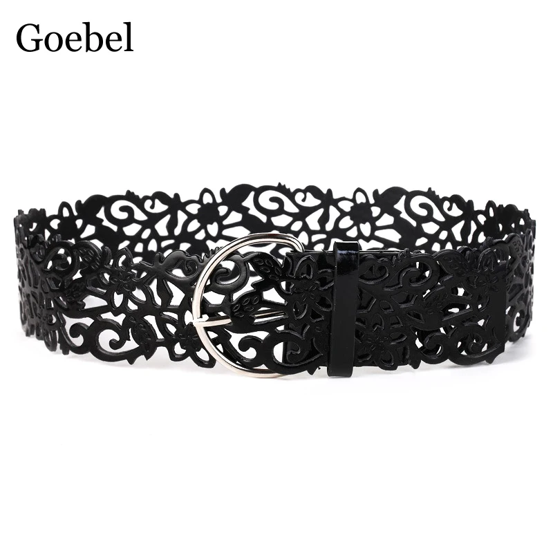 

Women Fashion Belt Floral Hollow Carved PU Leather Belts For Jeans Top Quality Female Straps Vintage Belt