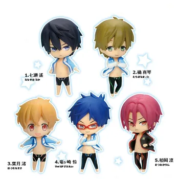 

Cute Japanese Anime free! Iwatobi Swim Club Rin Macoto Haruka Nanase Rei PVC Action Figure Collection Model Kids Toys 5pcs/lot