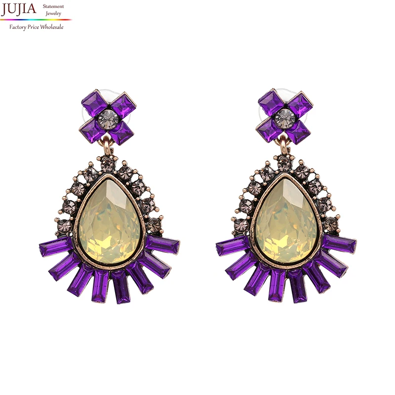 

2019 wholesale good quality fashion women statement crystal earring stud earrings for women Factory Price