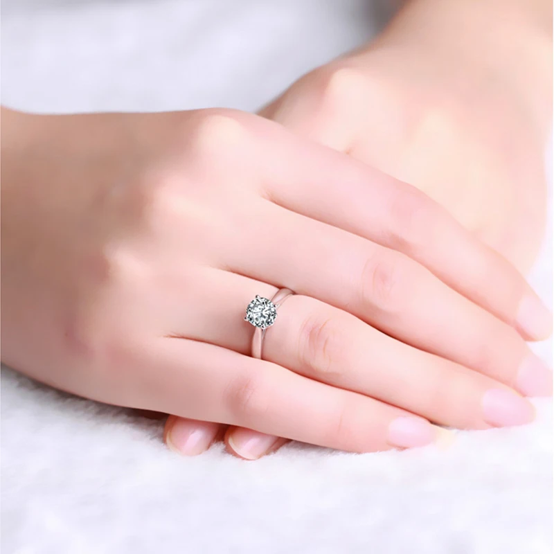 ANI 18 K Белое Золото(AU750) обручальное кольцо 0,5 КТ Сертифицированный I/SI натуральный Пасьянс Бриллиант круглой огранки классические когти женские кольца
