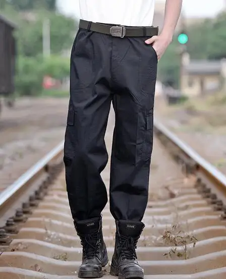 Тактические Брюки карго мужские военные спецназ армейские черные брюки одежда мужские s повседневные тонкие свободные рабочие брюки карго одежда - Цвет: Черный