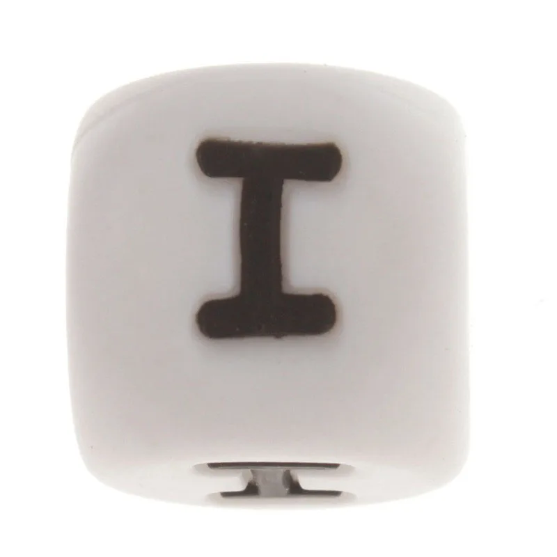 12mm 100pcs Cube Letters Silicone Beads Alphabet Bpa Free Baby Teether Jewelry Accessories Infant Teething Necklace DIY