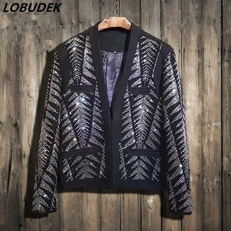 Sparkly Rhinestones Blazers Bling Crystals Diamond Jacket Coat Vocal
