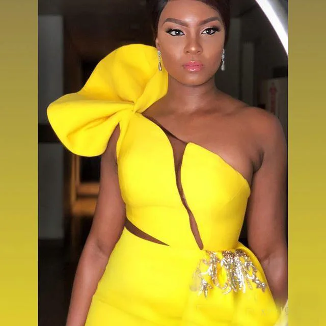 Ярко-желтый официальное вечернее платье платья Abiye халат de soiree Abendkleider сексуальный разрез Вечерние платья Аппликация Русалка Длинные