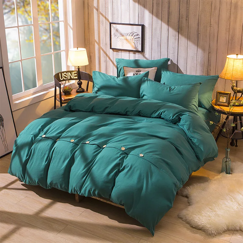 New Product 100 Polyester Button Style Printed Bedding Sets Duvet