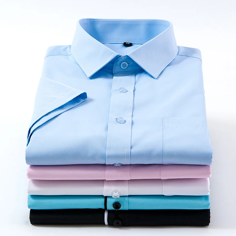 New Summer Plus Size Men Shirt Short Sleeved Solid Twill Business Shirt Male Clothes Size 5XL 6XL 7XL 8XL DS252