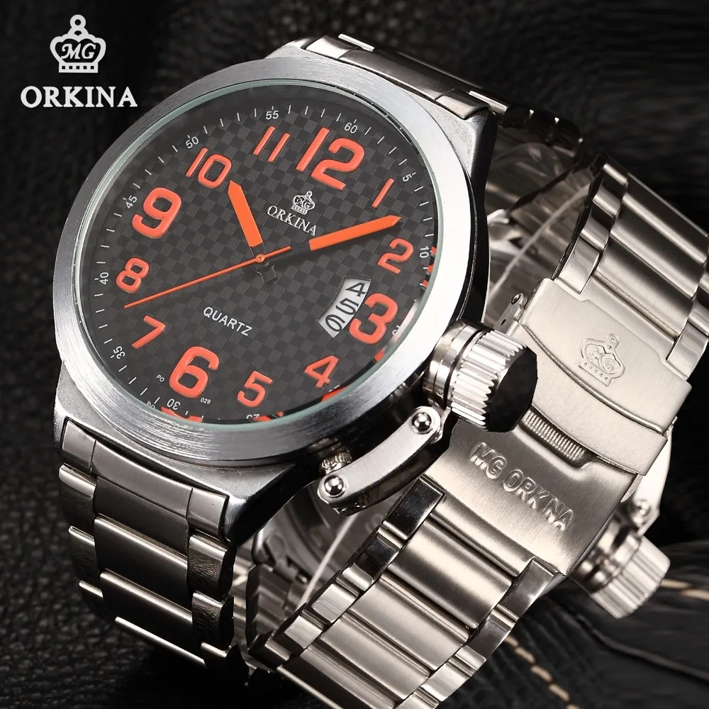 Orkina 2016 Mens Big Face Watches 52MM Large Dial Silver Stainless