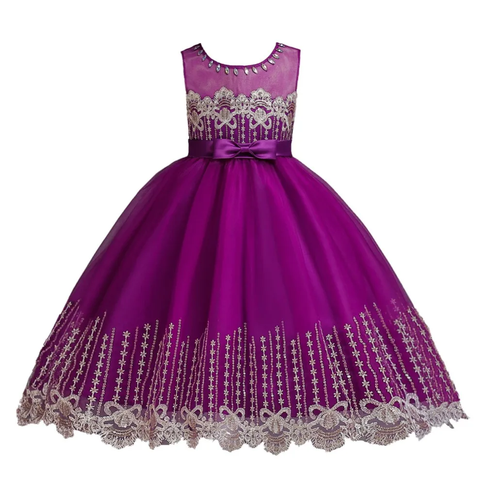 High Quality 2 14y Fashion Lace Girl dress New Year Party Dress
