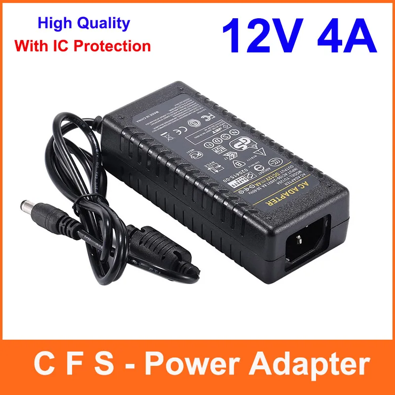 AC DC 12V 4A зарядное устройство 48W адаптер питания переключение для 5050 3528 LED свет
