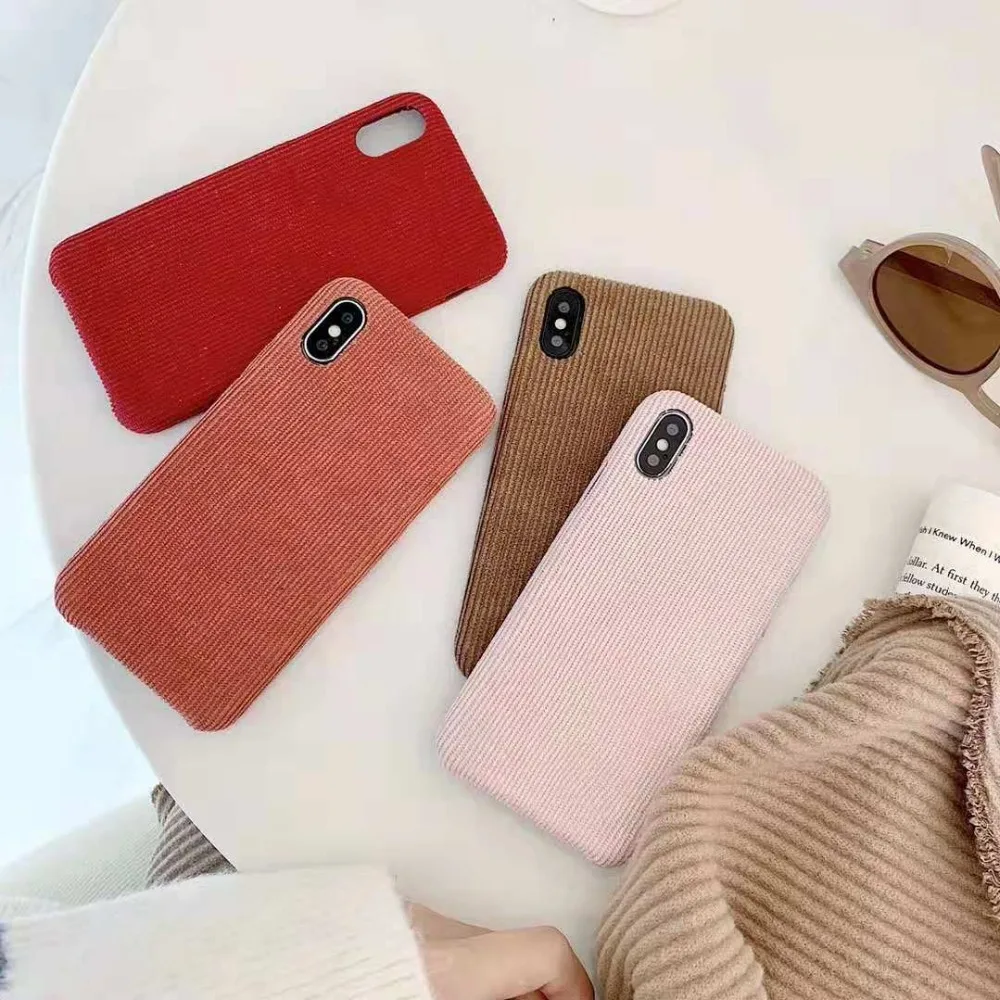 

Corduroy Cloth Texture Soft Warm case For iphone 7 Case Ultra-thin TPU Fabric Full Phone Cases For iphone 6 6S 7 8 Plus X Xs Max