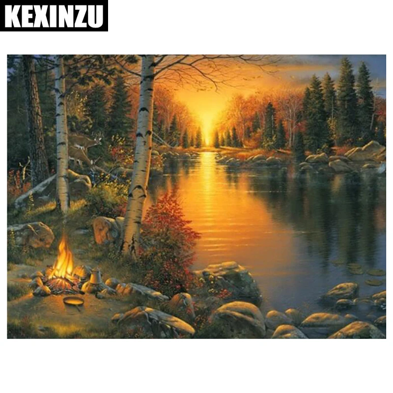 

Full round/square DIY 5D Diamond Painting River Tree Needlework Craft Gift Diamond Mosaic Embroidery Scenery Home Decoration