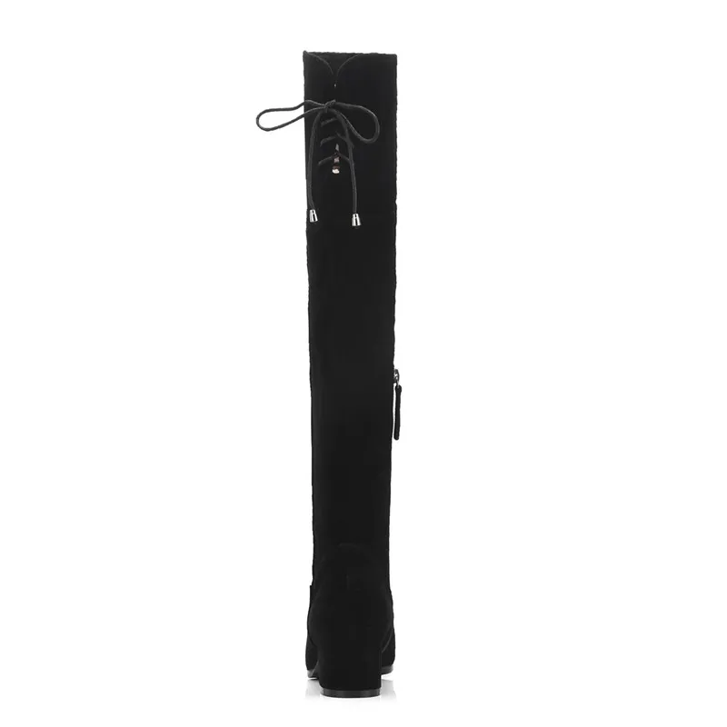 Rodilla Vaca Bowtie La Señoras Mujer Botas Smirnova Negro Del Sobre Nuevo Llega 2018 Las Talones Ante Invierno De Largas Cuero Grueso Otoño O6fHqO