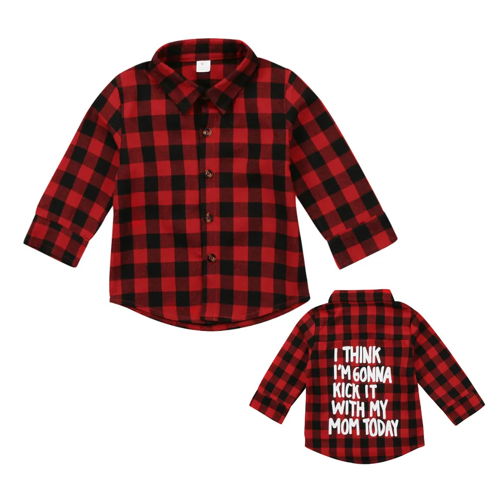 Red Plaid Toddler Kids Boy Girl Clothes 2018 Autumn Long Sleeve Back